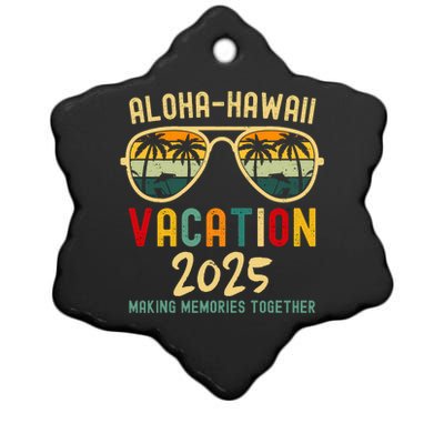 Family Vacation 2025 Aloha Hawaii Hawaiian Summer Matching Ceramic Star Ornament