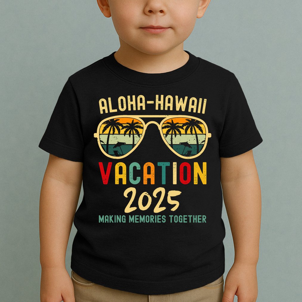 Family Vacation 2025 Aloha Hawaii Hawaiian Summer Matching Toddler T-Shirt