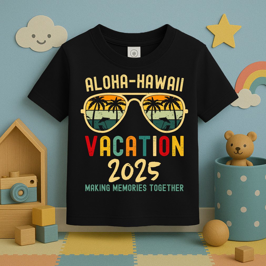 Family Vacation 2025 Aloha Hawaii Hawaiian Summer Matching Toddler T-Shirt