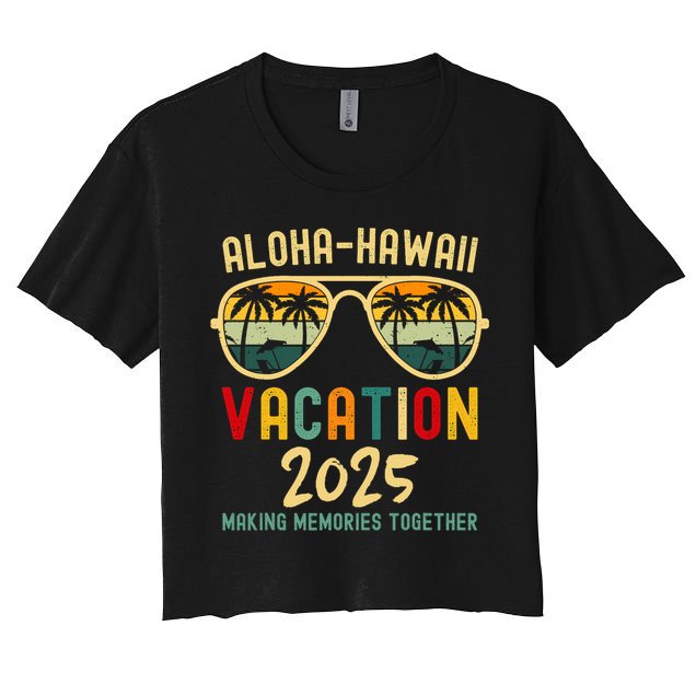Family Vacation 2025 Aloha Hawaii Hawaiian Summer Matching Crop Top
