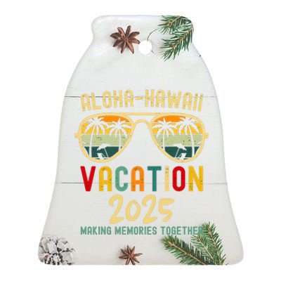 Family Vacation 2025 Aloha Hawaii Hawaiian Summer Matching Ceramic Bell Ornament