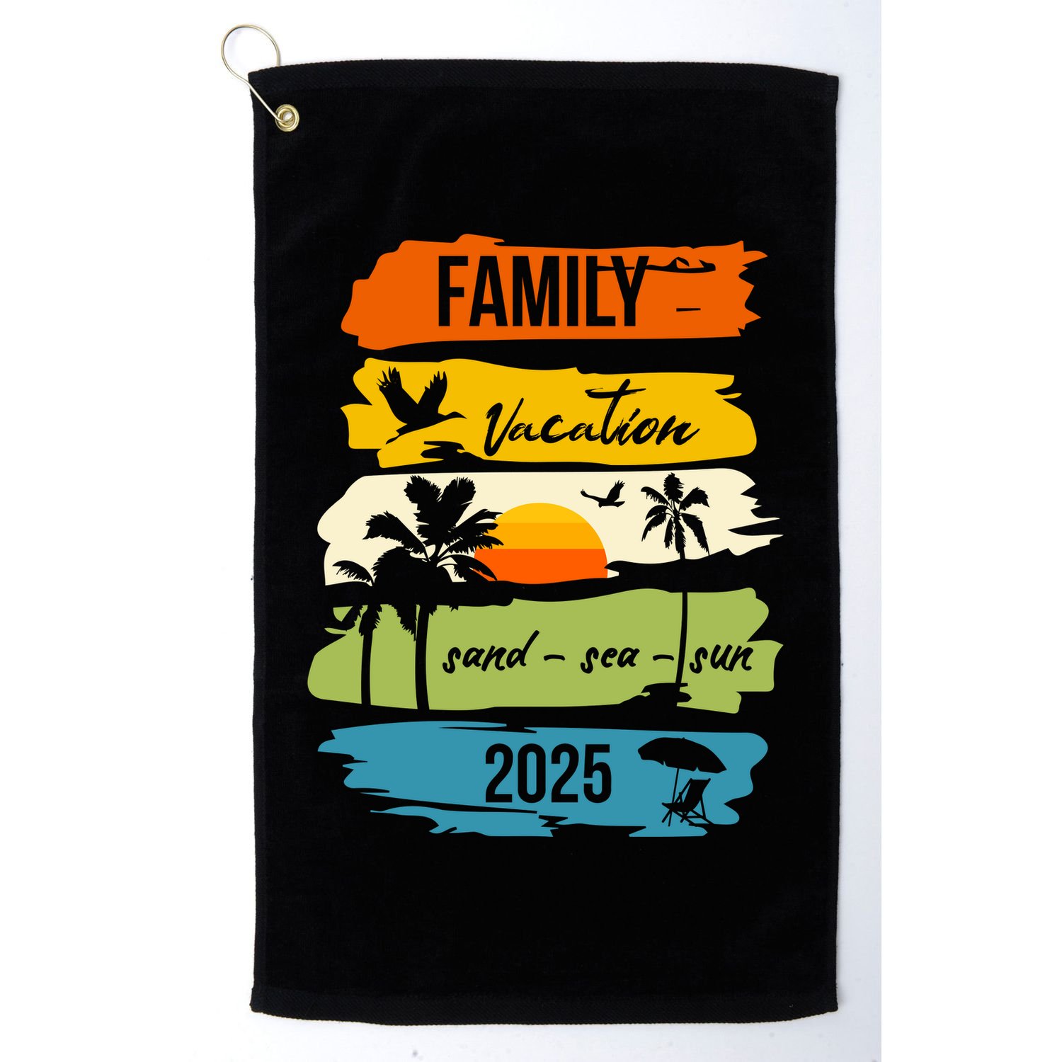 Family Vacation 2025 Sand Sea Sun Golf Towel