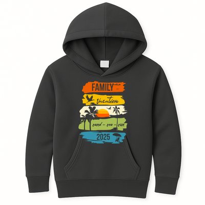 Family Vacation 2025 Sand Sea Sun Kids Hoodie