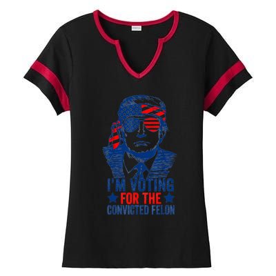 Funny Voting 2024 IM Voting For The Convicted Felon Ladies Halftime Notch Neck Tee