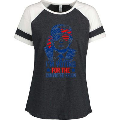 Funny Voting 2024 IM Voting For The Convicted Felon Enza Ladies Jersey Colorblock Tee