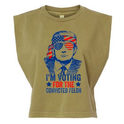 Funny Voting 2024 IM Voting For The Convicted Felon Garment-Dyed Women's Muscle Tee