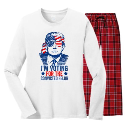 Funny Voting 2024 IM Voting For The Convicted Felon Women's Long Sleeve Flannel Pajama Set 