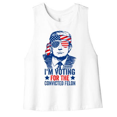 Funny Voting 2024 IM Voting For The Convicted Felon Women's Racerback Cropped Tank