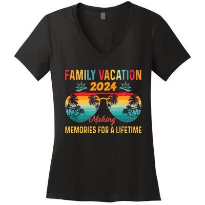 Family Vacation 2024 Family Cruise Matching Family Women's V-Neck T-Shirt