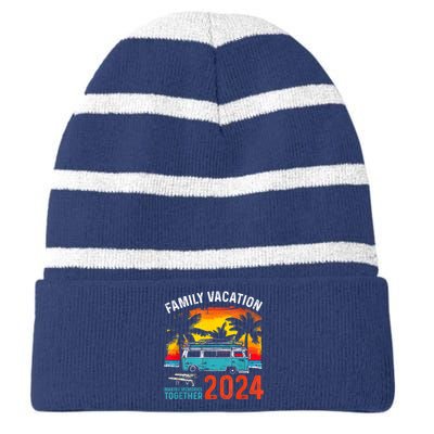 Family Vacation 2024 Beach Matching Summer Vacation 2024 Striped Beanie with Solid Band