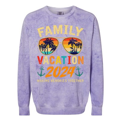 Family Vacation 2024 Beach Matching Summer Vacation 2024 Colorblast Crewneck Sweatshirt