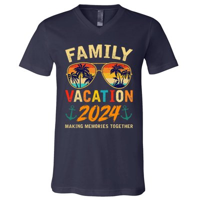 Family Vacation 2024 Beach Matching Summer Vacation 2024 V-Neck T-Shirt