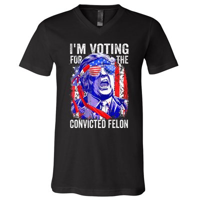 Funny Voting 2024 IM Voting For The Convicted Felon V-Neck T-Shirt