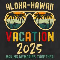 Family Vacation 2025 Aloha Hawaii Hawaiian Summer Matching 7 Panel Mesh Trucker Snapback Hat