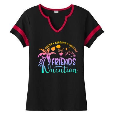 Friends Vacation 2024 Making Memories Together Ladies Halftime Notch Neck Tee