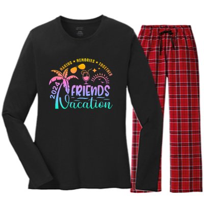 Friends Vacation 2024 Making Memories Together Women's Long Sleeve Flannel Pajama Set 