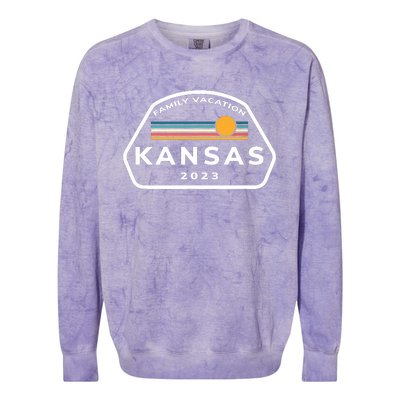 Family Vacation 2024 Kansas Matching Family Souvenir Colorblast Crewneck Sweatshirt