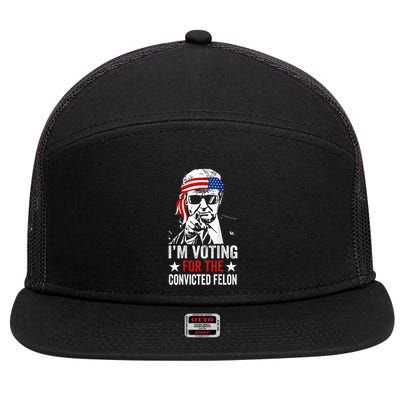 Funny Voting 2024 IM Voting For The Convicted Felon 7 Panel Mesh Trucker Snapback Hat