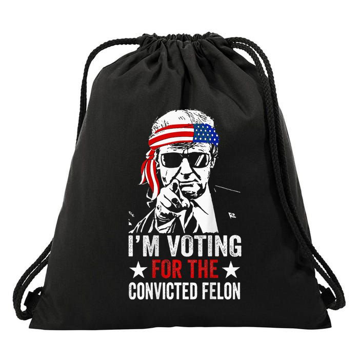 Funny Voting 2024 IM Voting For The Convicted Felon Drawstring Bag