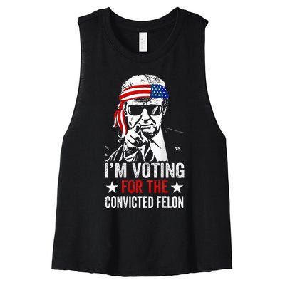 Funny Voting 2024 IM Voting For The Convicted Felon Women's Racerback Cropped Tank