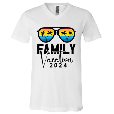 Family Vacation 2024 Beach Matching Summer Vacation 2024 V-Neck T-Shirt