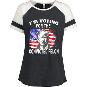 Funny Voting 2024 IM Voting For The Convicted Felon Enza Ladies Jersey Colorblock Tee