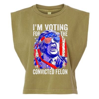 Funny Voting 2024 IM Voting For The Convicted Felon Garment-Dyed Women's Muscle Tee