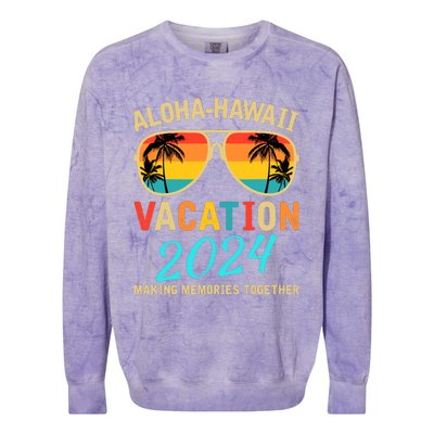 Family Vacation 2024 Aloha Hawaii Hawaiian Matching Group Colorblast Crewneck Sweatshirt