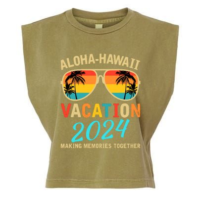 Family Vacation 2024 Aloha Hawaii Hawaiian Matching Group Garment-Dyed Women's Muscle Tee