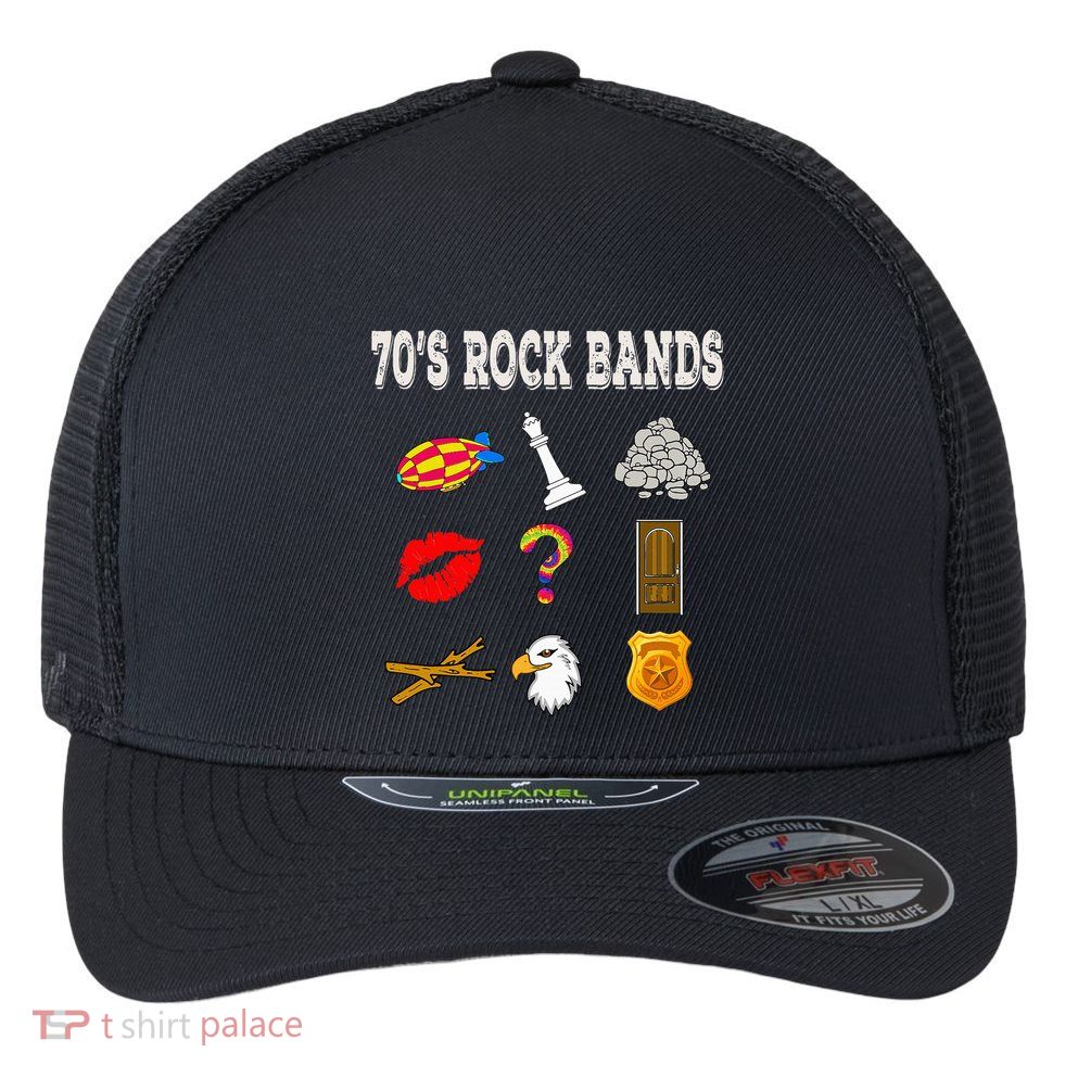 Funny Vintage 70S Rock Band Flexfit Unipanel Trucker Cap