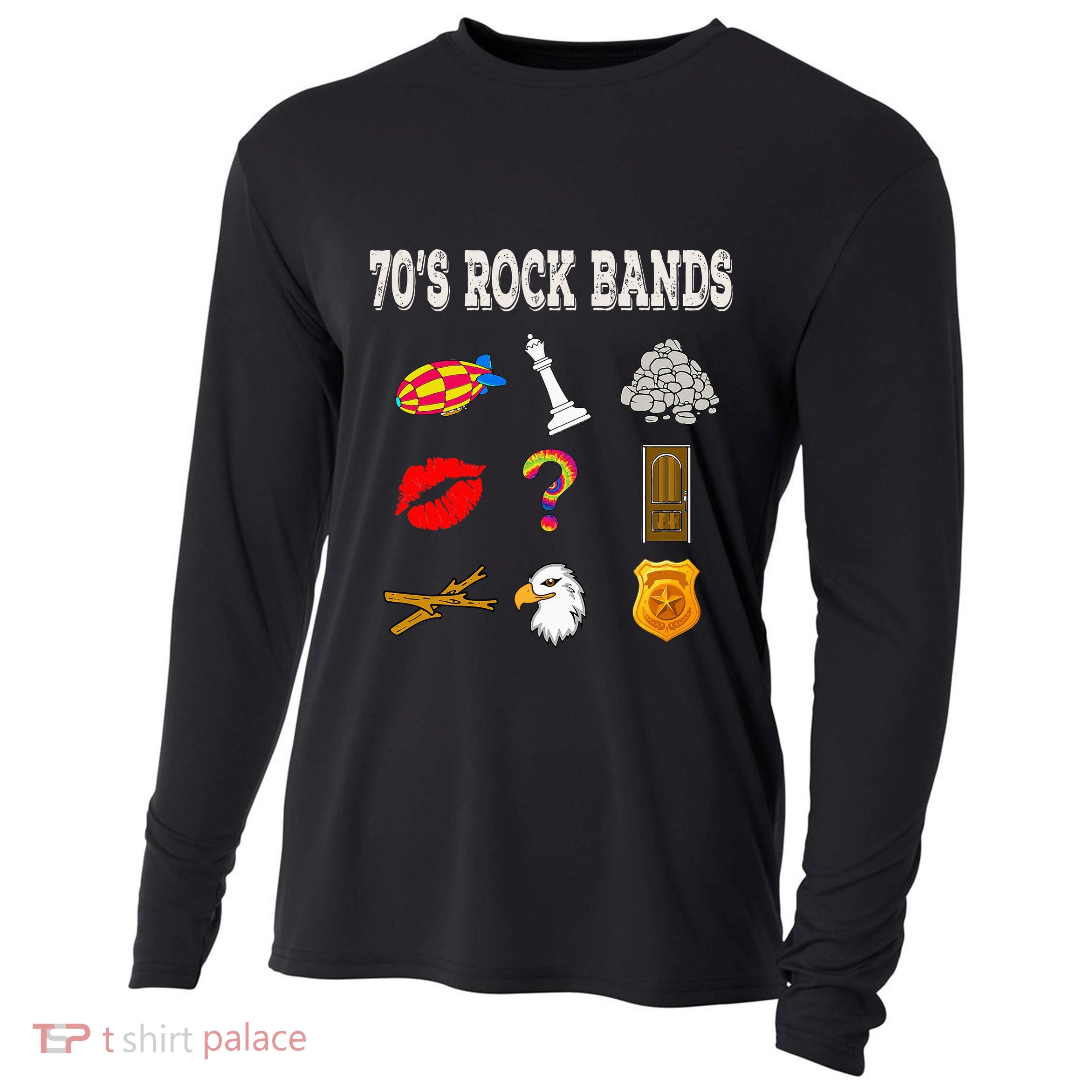 Funny Vintage 70S Rock Band Cooling Performance Long Sleeve Crew