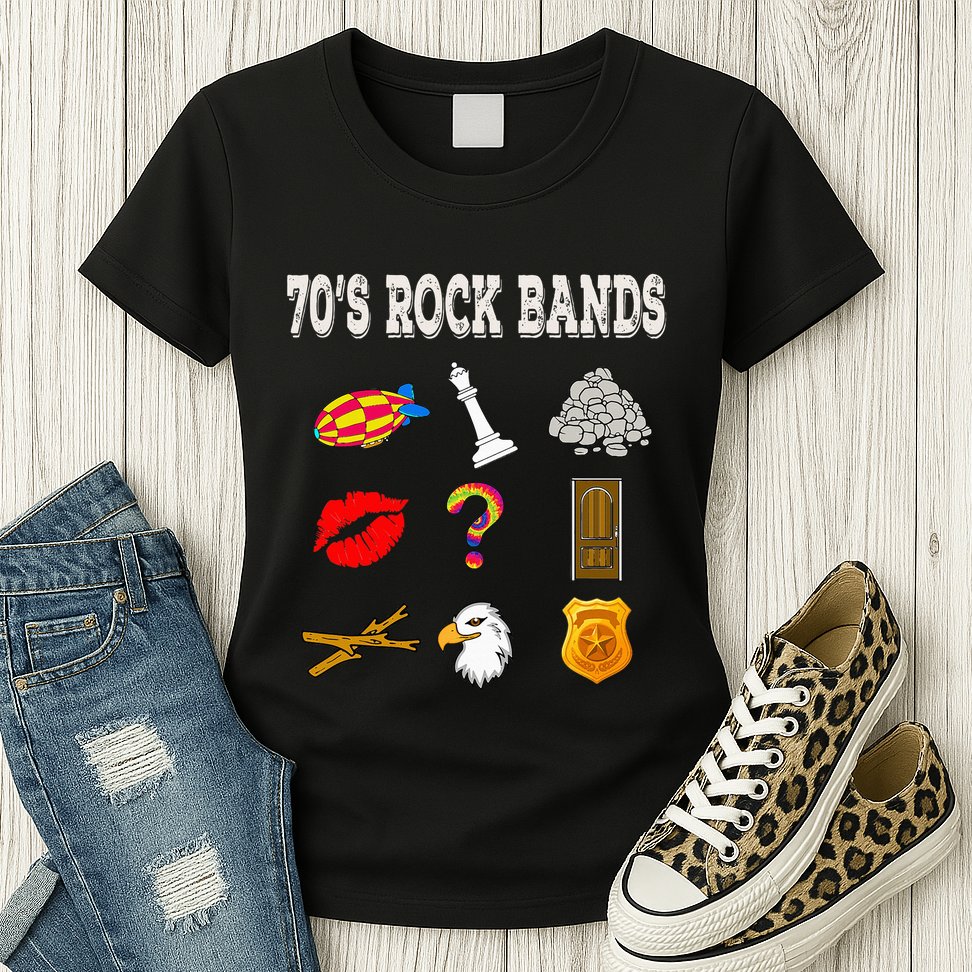 Funny Vintage 70S Rock Band Womens T-Shirt