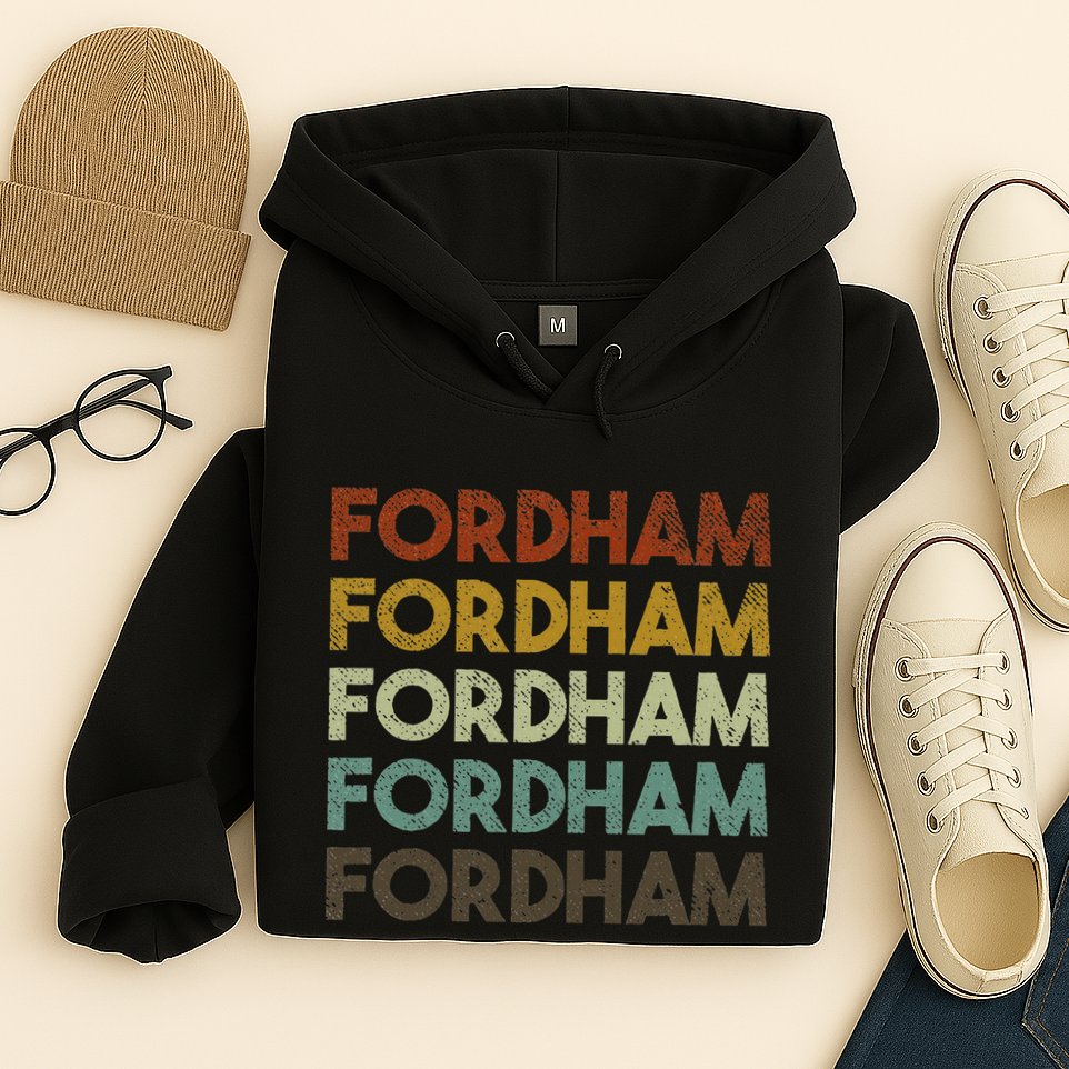 Fordham Vintage 80s Retro Style Hoodie