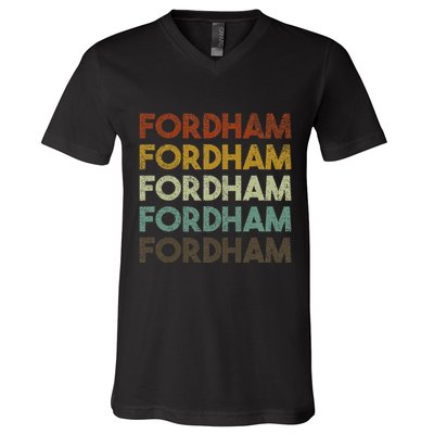 Fordham Vintage 80s Retro Style V-Neck T-Shirt