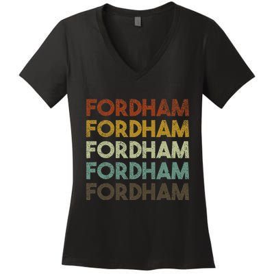 Fordham Vintage 80s Retro Style Women's V-Neck T-Shirt