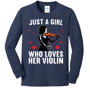 Funny Violin Art For Girl Women Violin Player Viola Lover Kids Long Sleeve Shirt