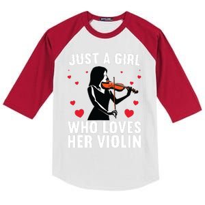 Funny Violin Art For Girl Women Violin Player Viola Lover Kids Colorblock Raglan Jersey