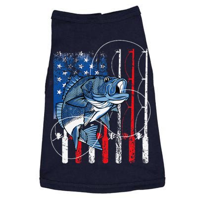 Fishing Vintage American Flag Bass Fisherman Gifts Doggie Tank