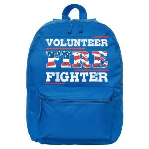 Firefighter Volunteer American Flag Fire Departt Fire Funny Gift 16 in Basic Backpack