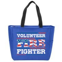 Firefighter Volunteer American Flag Fire Departt Fire Funny Gift Zip Tote Bag