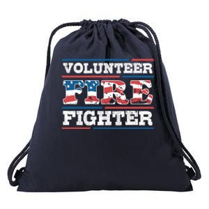 Firefighter Volunteer American Flag Fire Departt Fire Funny Gift Drawstring Bag