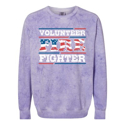 Firefighter Volunteer American Flag Fire Departt Fire Funny Gift Colorblast Crewneck Sweatshirt