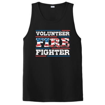 Firefighter Volunteer American Flag Fire Departt Fire Funny Gift PosiCharge Competitor Tank