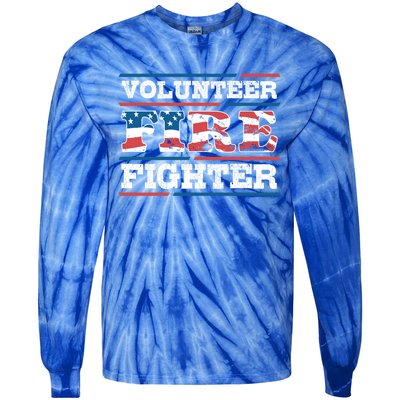 Firefighter Volunteer American Flag Fire Departt Fire Funny Gift Tie-Dye Long Sleeve Shirt