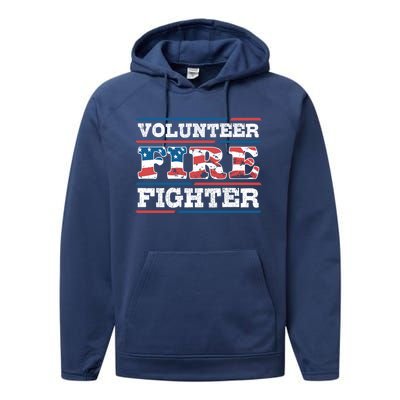 Firefighter Volunteer American Flag Fire Departt Fire Funny Gift Performance Fleece Hoodie