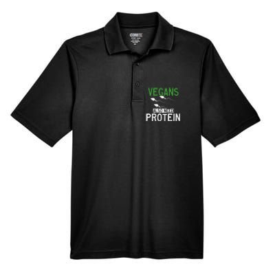 Funny Vegans Also Need Protein Vegan Vegetarian Sperm Gift Men's Origin Performance Pique Polo