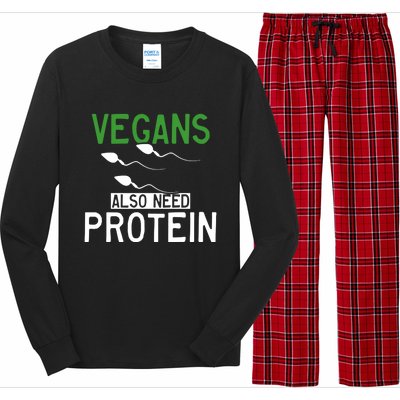 Funny Vegans Also Need Protein Vegan Vegetarian Sperm Gift Long Sleeve Pajama Set