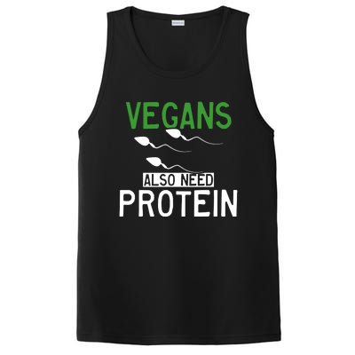 Funny Vegans Also Need Protein Vegan Vegetarian Sperm Gift PosiCharge Competitor Tank