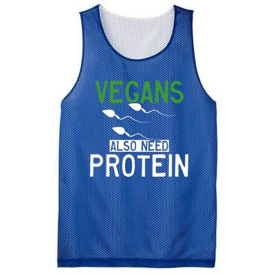 Funny Vegans Also Need Protein Vegan Vegetarian Sperm Gift Mesh Reversible Basketball Jersey Tank