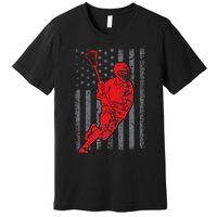 Funny Vintage American Flag Lacrosse USA Sport Premium T-Shirt